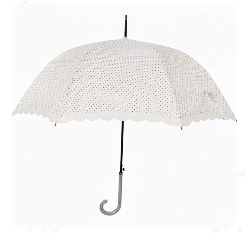 Dot Glitter Heat Cut Long Umbrella White