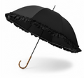 Classic Frill Long Umbrella Black